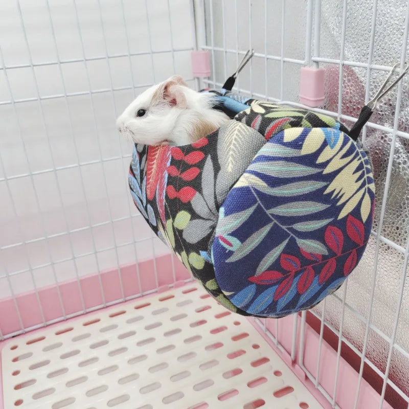 Hamster House Warm Soft Beds And Houses Rodent Cage Printed Hammock for Rats Cotton Guinea Pig Hanging Cage Small Animal