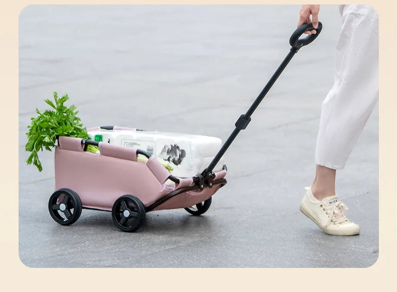 Foldable Dog and Cat Shopping Cart Small Pet Cart Teddy Dog Travel Outdoor Cat Trailer Carrying Supplies Accessories Stroller