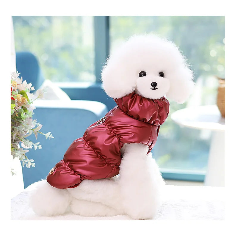 Pet Dog Warm Coat Jacket with Leash Buckle Cat Winter PU Clothing Down Coat for Dog Puppy Dog Apparel PU Jacket Pet Product