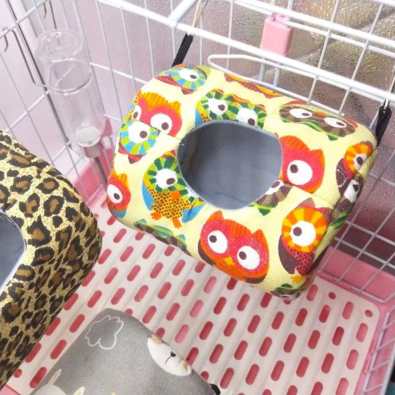 Hamster House Warm Soft Beds And Houses Rodent Cage Printed Hammock for Rats Cotton Guinea Pig Hanging Cage Small Animal