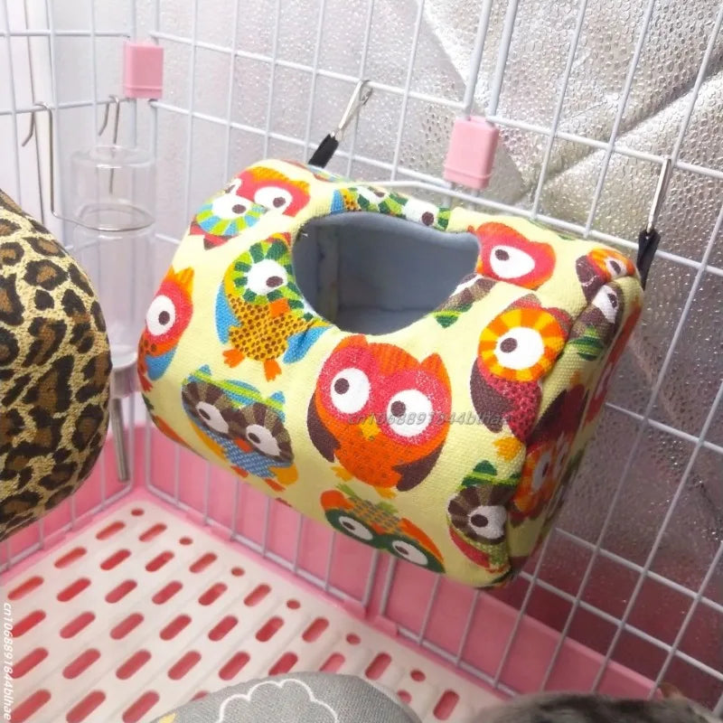 Hamster House Warm Soft Beds And Houses Rodent Cage Printed Hammock for Rats Cotton Guinea Pig Hanging Cage Small Animal