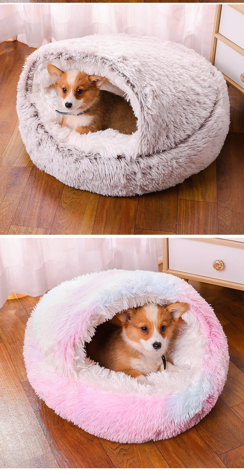 Round Dog Bed Winter Warm Cat Bed Plush Basket for Dog Washable Pet Bed for Small Medium Large Dog Sofa Cat