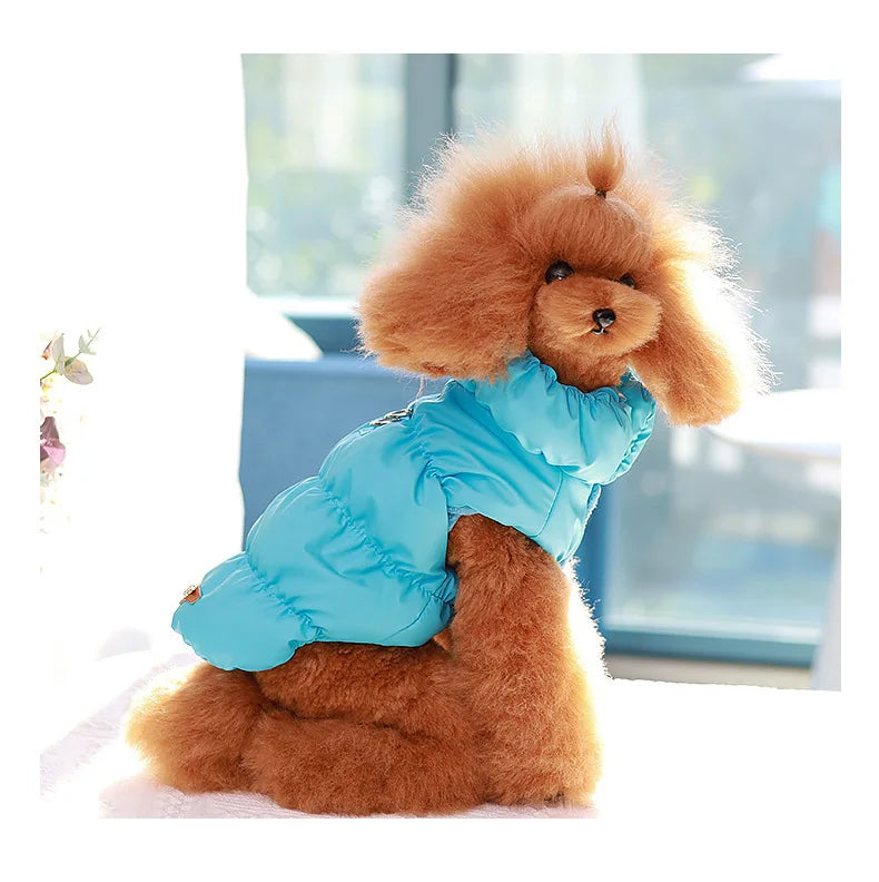 Pet Dog Warm Coat Jacket with Leash Buckle Cat Winter PU Clothing Down Coat for Dog Puppy Dog Apparel PU Jacket Pet Product