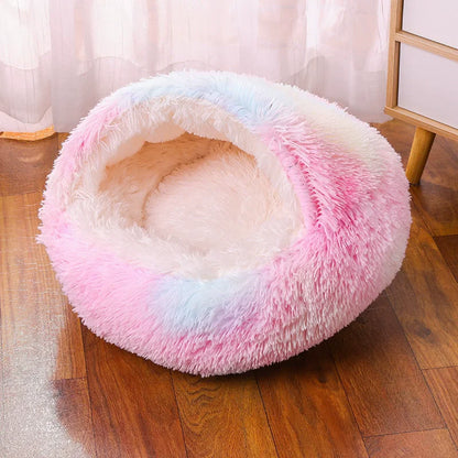 Round Dog Bed Winter Warm Cat Bed Plush Basket for Dog Washable Pet Bed for Small Medium Large Dog Sofa Cat