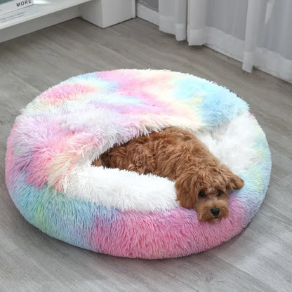 Round Dog Bed Winter Warm Cat Bed Plush Basket for Dog Washable Pet Bed for Small Medium Large Dog Sofa Cat