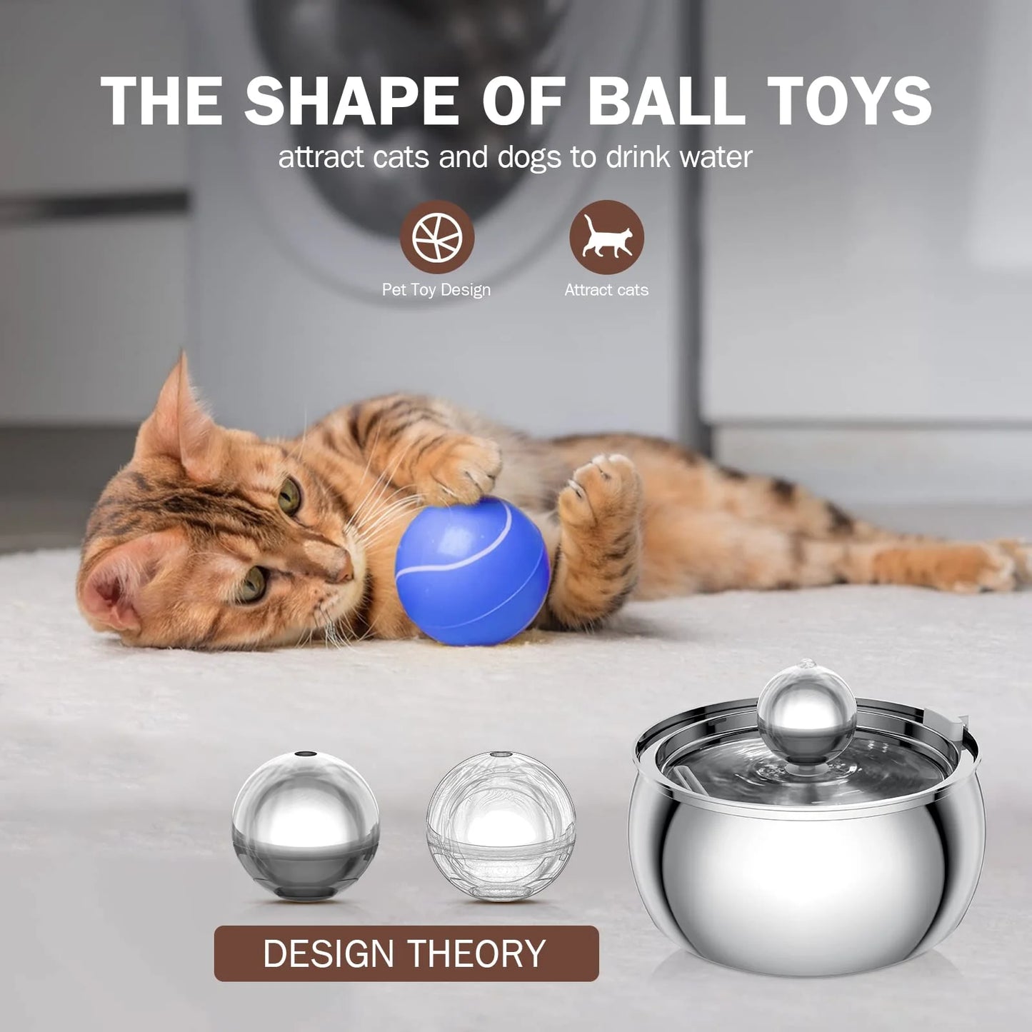 ZYFeeder 4L Cat Drinking Fountain Stainless Steel Pet Water Feeder with Window Silent Automatic Cat Dog Water Feeder Not Plug