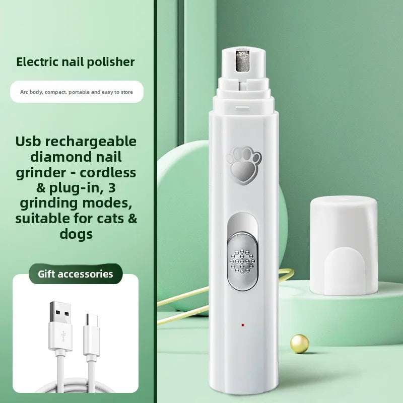 Durable Electric Dog Nail Grinder Pet Nail Clipper USB Rechargeable Pet Nail Trimmers Painless with Polisher Wheel for Pets