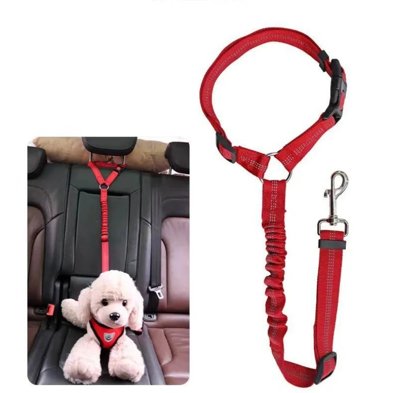 Adjustable Reflective 2-in-1 Pet Car Backseat Belt Durable Nylon Safety Dog Leash for Small to Large Dogs Fashion Pet Travel