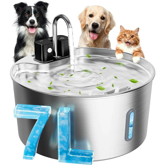 7L Wireless Cat Water Fountain Auto Sensor Dog Drinking Fountain For Cats Dogs Drinker Pet Water Dispenser Stainless Steel