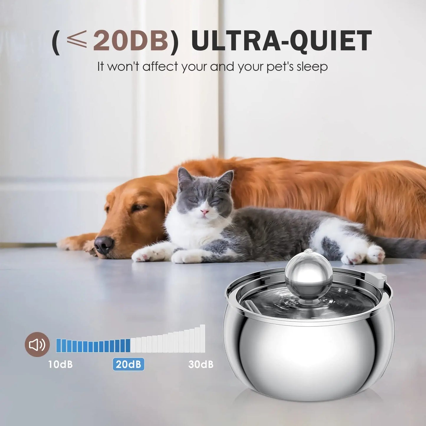 ZYFeeder 4L Cat Drinking Fountain Stainless Steel Pet Water Feeder with Window Silent Automatic Cat Dog Water Feeder Not Plug