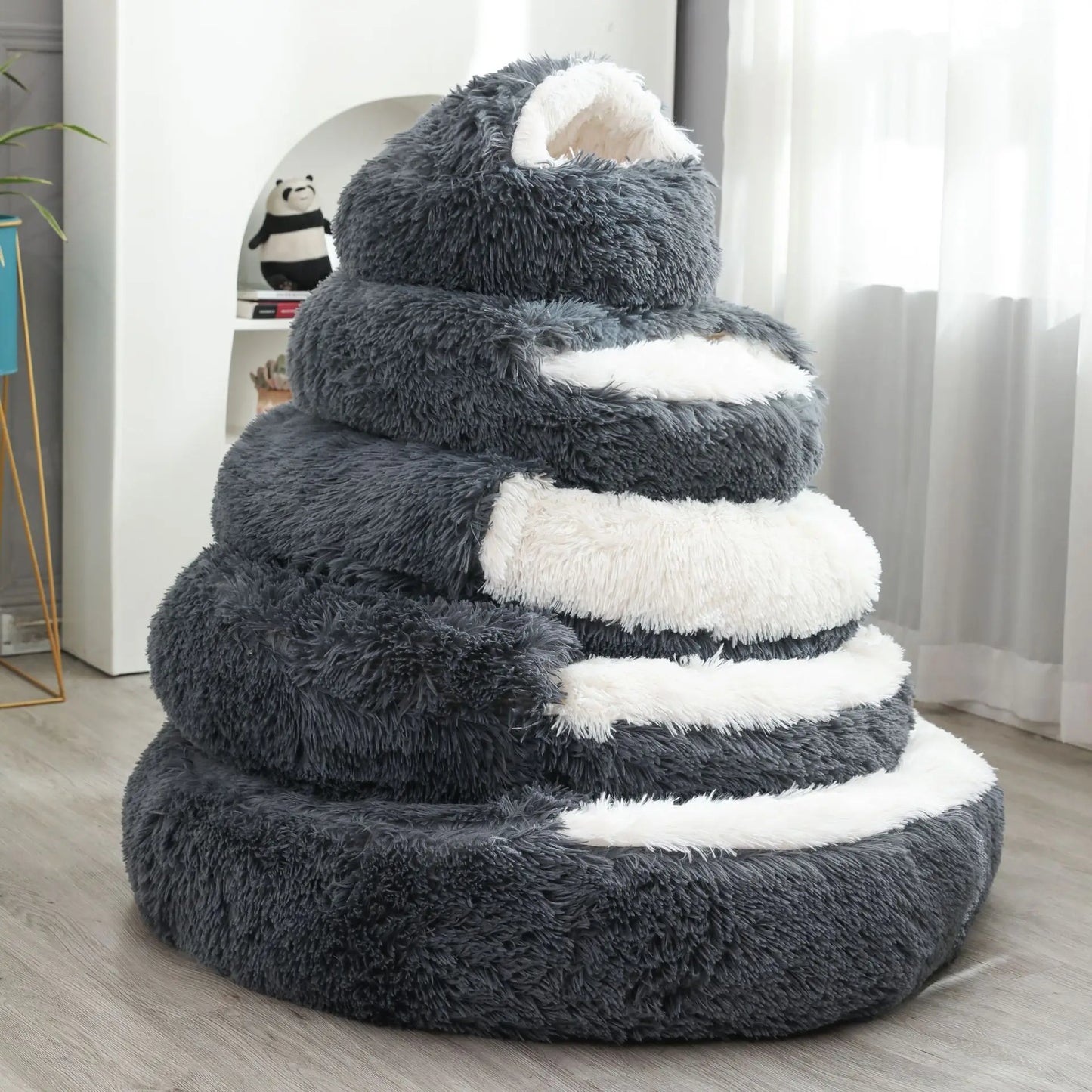 Round Dog Bed Winter Warm Cat Bed Plush Basket for Dog Washable Pet Bed for Small Medium Large Dog Sofa Cat