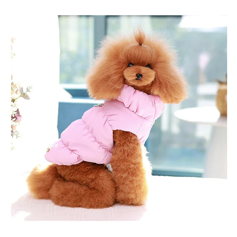 Pet Dog Warm Coat Jacket with Leash Buckle Cat Winter PU Clothing Down Coat for Dog Puppy Dog Apparel PU Jacket Pet Product