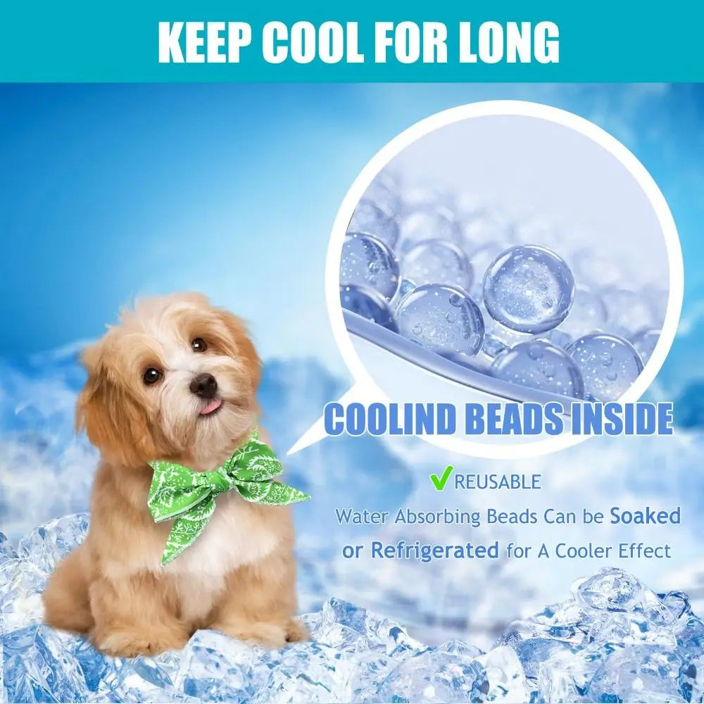 Durable Cute Dog Cooling Bandana Adjustable Fast Cooling Cat Cooling Ice Scarf Reusable Pet Supplies Pet