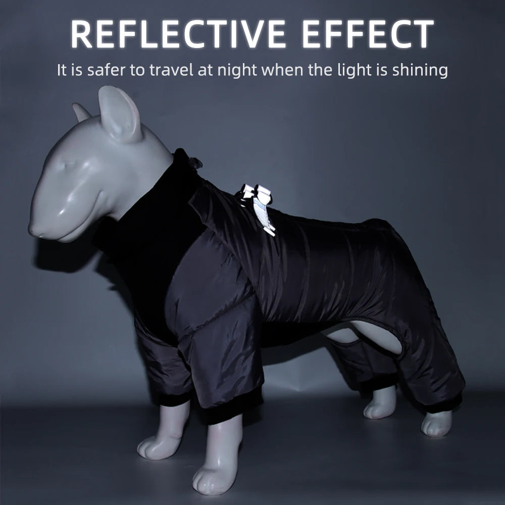 Dog Clothes Four Feet Clothing Warm Winter Coat Reflective Rainproof Dog Clothes Windproof Overall for Dogs Pet Cotton Clothes