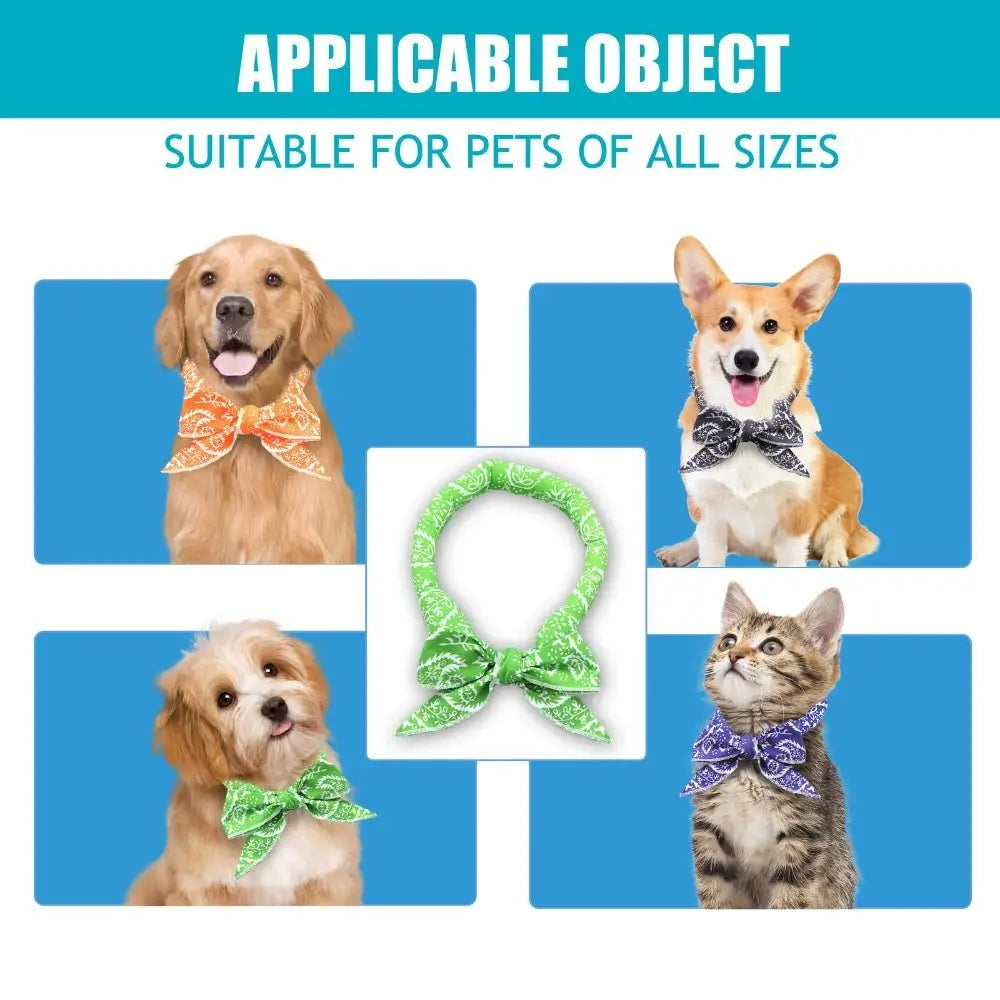 Durable Cute Dog Cooling Bandana Adjustable Fast Cooling Cat Cooling Ice Scarf Reusable Pet Supplies Pet