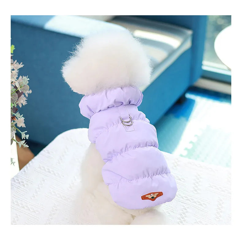 Pet Dog Warm Coat Jacket with Leash Buckle Cat Winter PU Clothing Down Coat for Dog Puppy Dog Apparel PU Jacket Pet Product