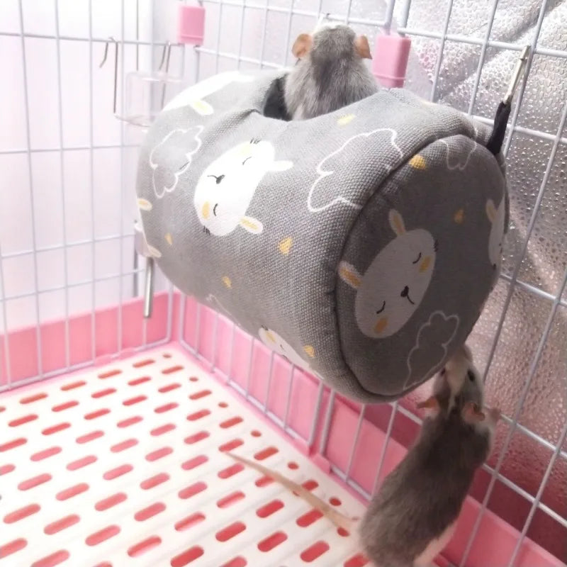 Hamster House Warm Soft Beds And Houses Rodent Cage Printed Hammock for Rats Cotton Guinea Pig Hanging Cage Small Animal