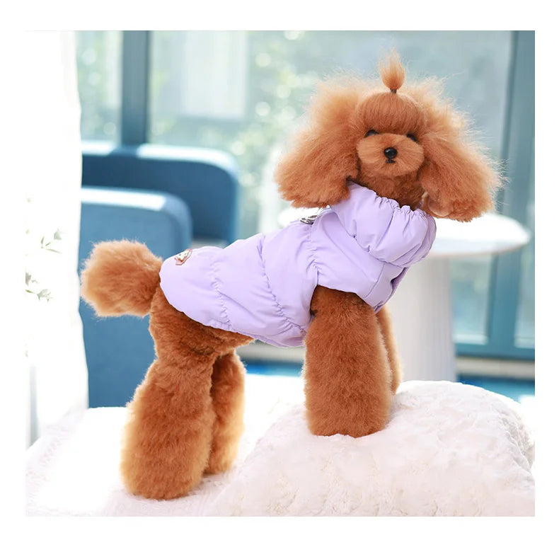 Pet Dog Warm Coat Jacket with Leash Buckle Cat Winter PU Clothing Down Coat for Dog Puppy Dog Apparel PU Jacket Pet Product