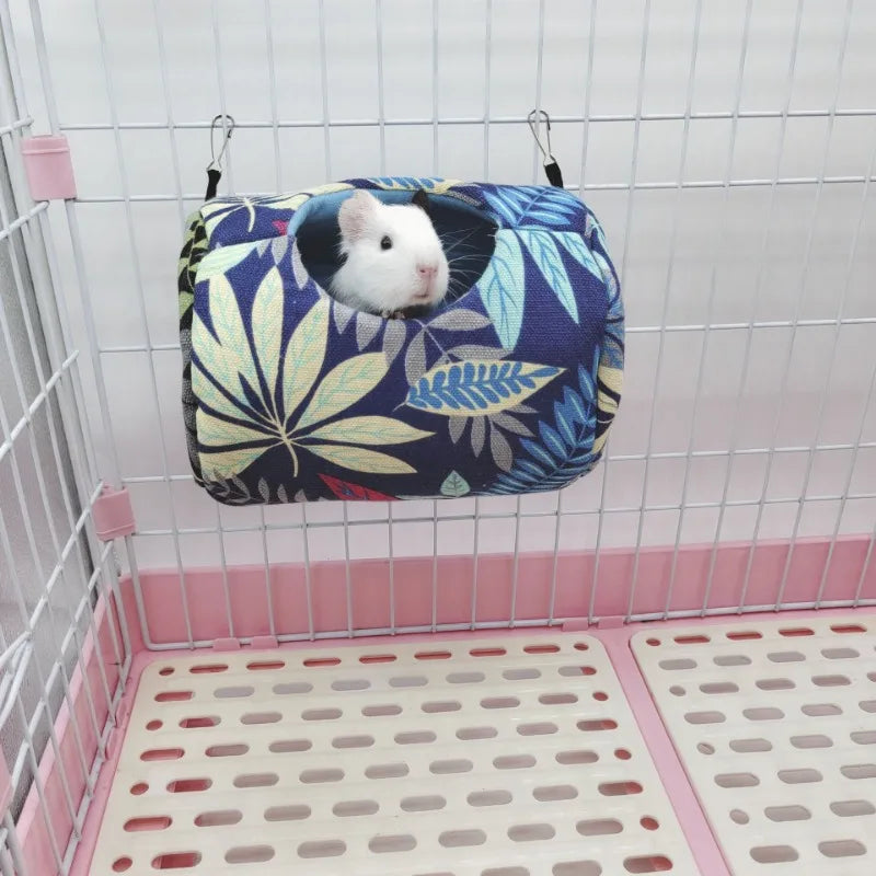 Hamster House Warm Soft Beds And Houses Rodent Cage Printed Hammock for Rats Cotton Guinea Pig Hanging Cage Small Animal