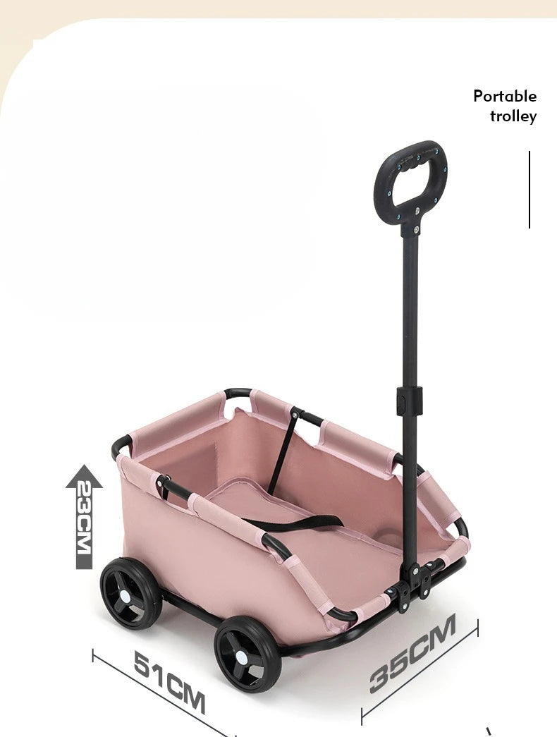 Foldable Dog and Cat Shopping Cart Small Pet Cart Teddy Dog Travel Outdoor Cat Trailer Carrying Supplies Accessories Stroller