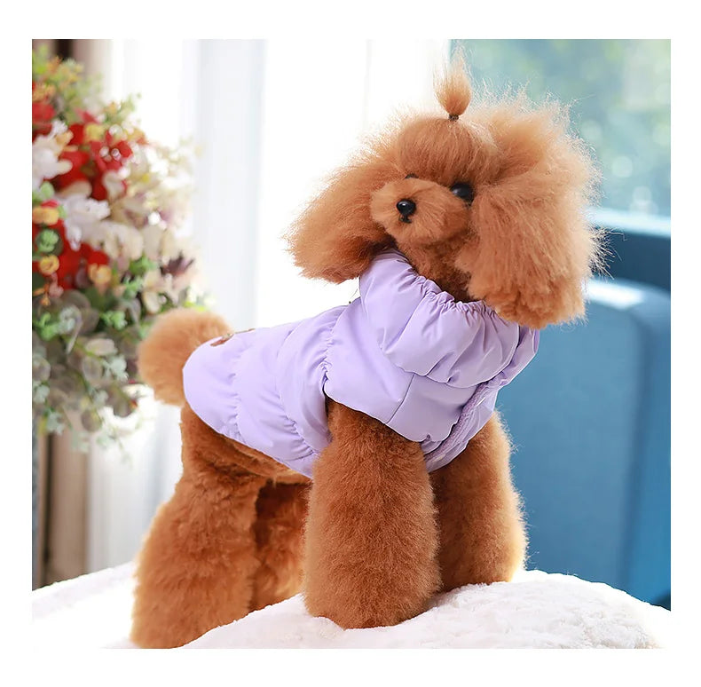 Pet Dog Warm Coat Jacket with Leash Buckle Cat Winter PU Clothing Down Coat for Dog Puppy Dog Apparel PU Jacket Pet Product