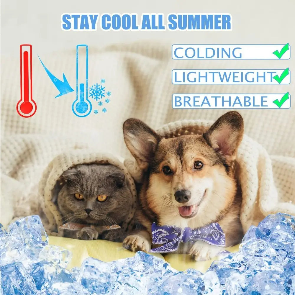 Durable Cute Dog Cooling Bandana Adjustable Fast Cooling Cat Cooling Ice Scarf Reusable Pet Supplies Pet