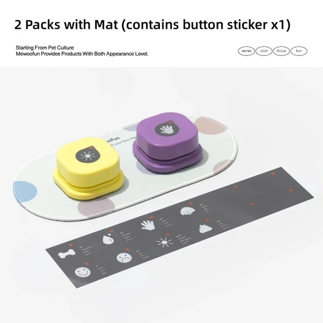 Mewoofun Voice Recording Button Pet Toys Dog Buttons for Communication Pet Training Buzzer Recordable Talking Button with Mat