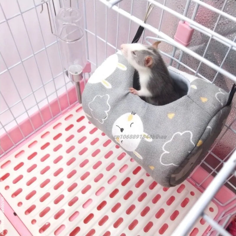 Hamster House Warm Soft Beds And Houses Rodent Cage Printed Hammock for Rats Cotton Guinea Pig Hanging Cage Small Animal