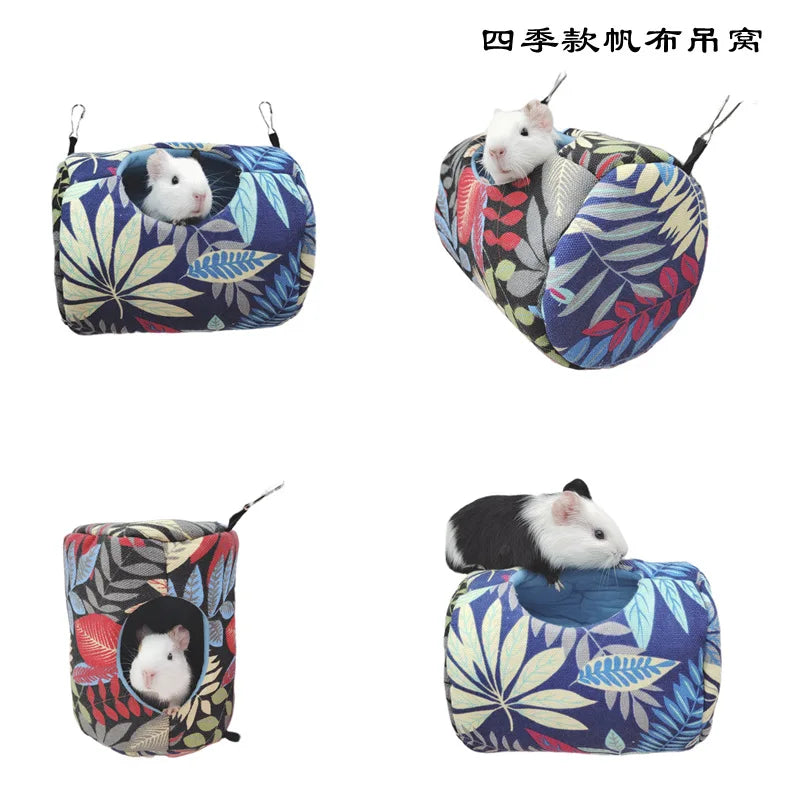 Hamster House Warm Soft Beds And Houses Rodent Cage Printed Hammock for Rats Cotton Guinea Pig Hanging Cage Small Animal