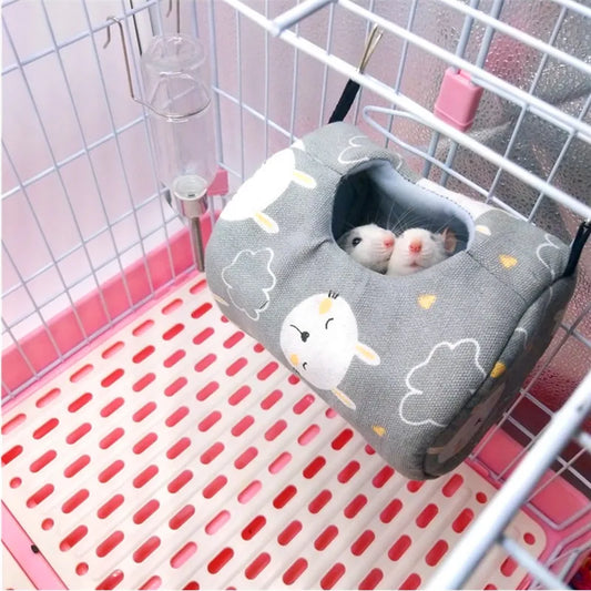 Hamster House Warm Soft Beds And Houses Rodent Cage Printed Hammock for Rats Cotton Guinea Pig Hanging Cage Small Animal