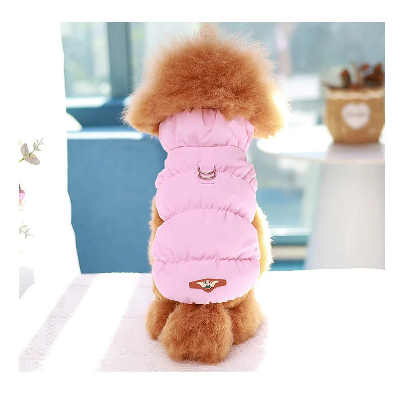 Pet Dog Warm Coat Jacket with Leash Buckle Cat Winter PU Clothing Down Coat for Dog Puppy Dog Apparel PU Jacket Pet Product