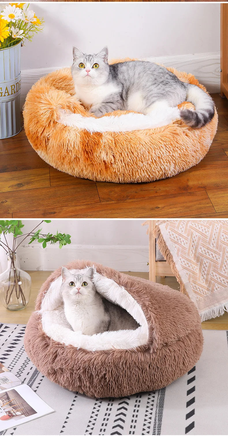 Round Dog Bed Winter Warm Cat Bed Plush Basket for Dog Washable Pet Bed for Small Medium Large Dog Sofa Cat