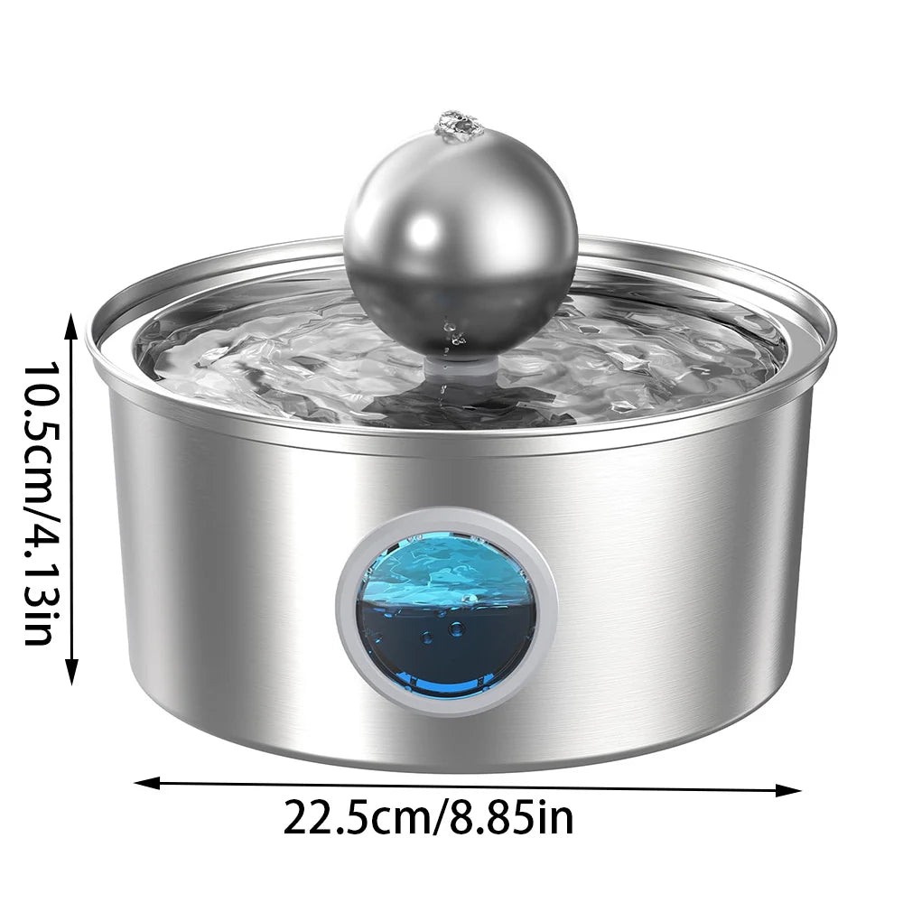 ZYFeeder 4L Cat Drinking Fountain Stainless Steel Pet Water Feeder with Window Silent Automatic Cat Dog Water Feeder Not Plug