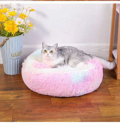 Round Dog Bed Winter Warm Cat Bed Plush Basket for Dog Washable Pet Bed for Small Medium Large Dog Sofa Cat