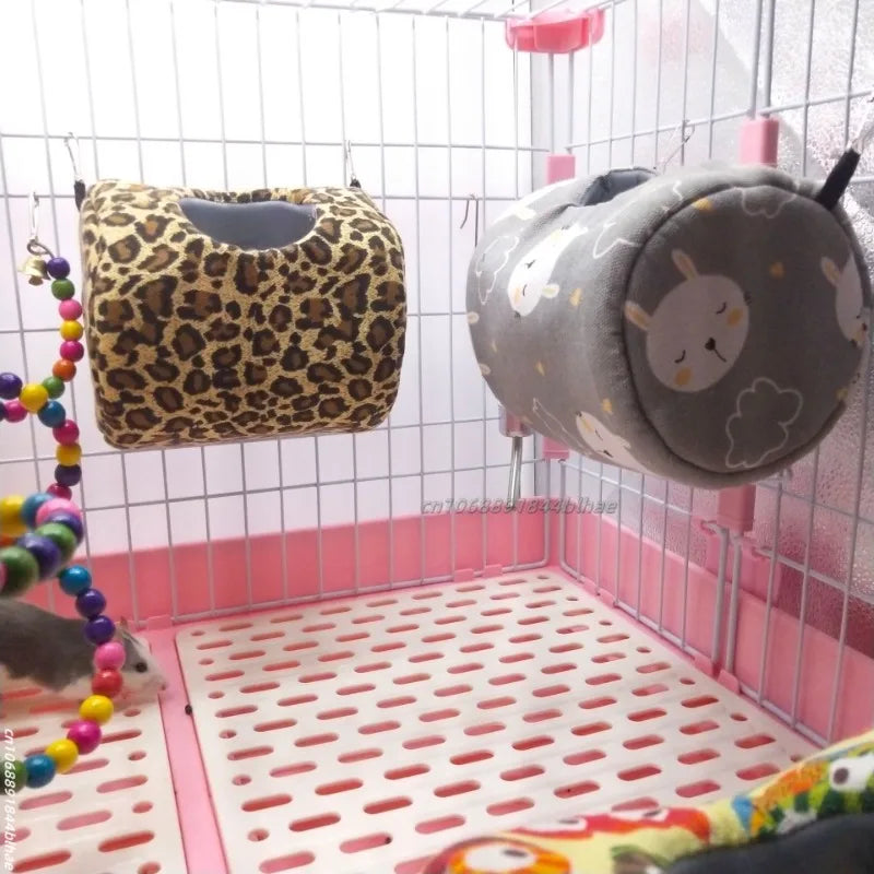 Hamster House Warm Soft Beds And Houses Rodent Cage Printed Hammock for Rats Cotton Guinea Pig Hanging Cage Small Animal