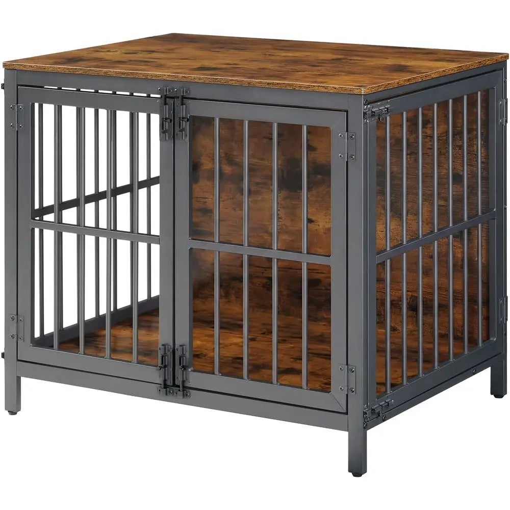 Heavy Duty Dog Crate urniture, 31.5" Wooden Indoor Kennel with 3 Do, Chew Resistant Metal Cage or Small and Medium Breeds, Dog C