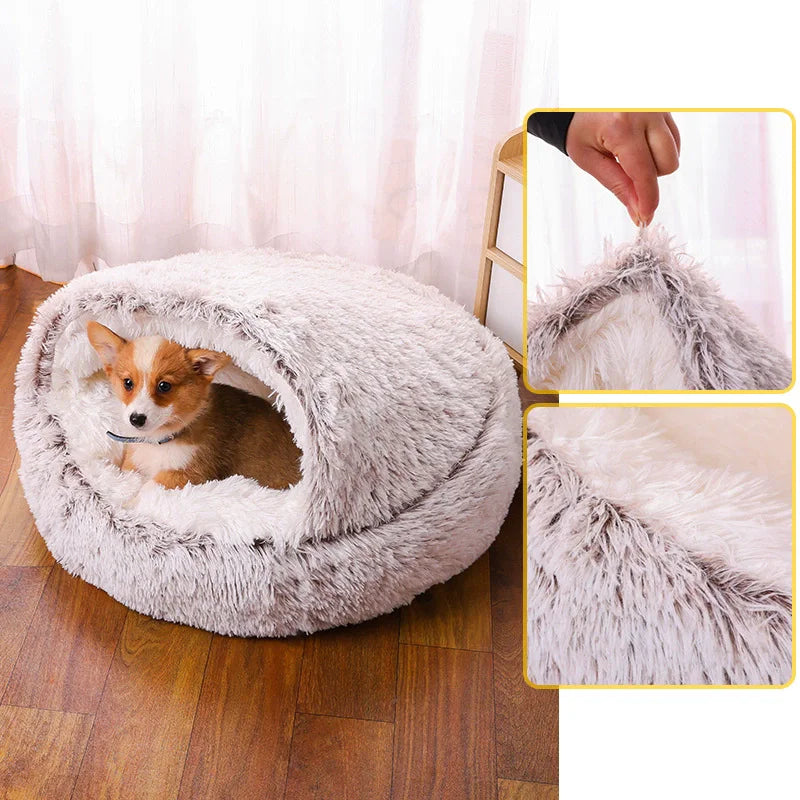 Round Dog Bed Winter Warm Cat Bed Plush Basket for Dog Washable Pet Bed for Small Medium Large Dog Sofa Cat