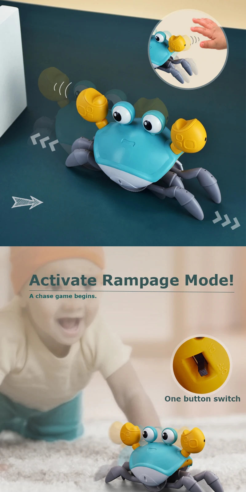Kid Crawling Crab Toy Infant Tummy Time Induction Escape Crab Baby Learning Training Crawl Walking Toddler Development Gift