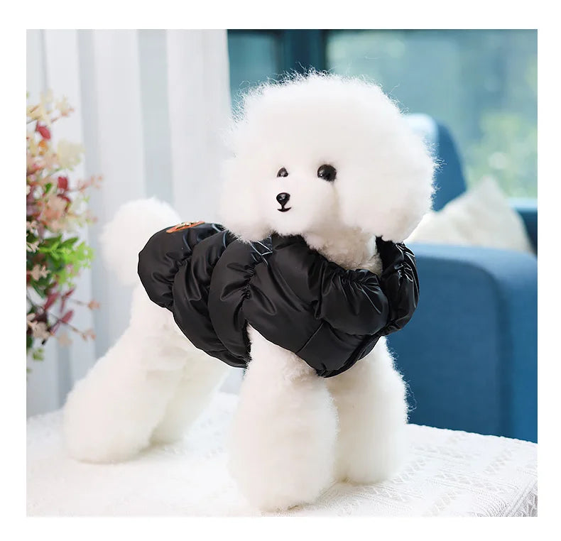 Pet Dog Warm Coat Jacket with Leash Buckle Cat Winter PU Clothing Down Coat for Dog Puppy Dog Apparel PU Jacket Pet Product