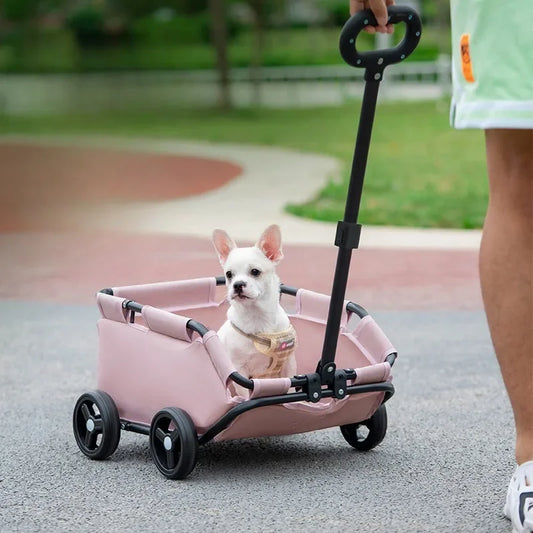 Foldable Dog and Cat Shopping Cart Small Pet Cart Teddy Dog Travel Outdoor Cat Trailer Carrying Supplies Accessories Stroller