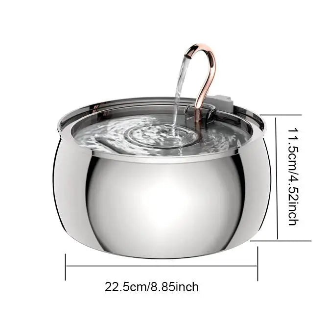 ZYFeeder 4L Cat Drinking Fountain Stainless Steel Pet Water Feeder with Window Silent Automatic Cat Dog Water Feeder Not Plug