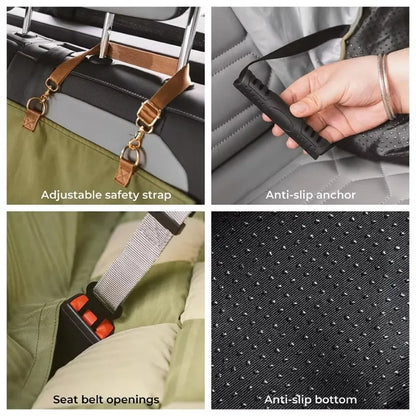 Dog Beds Luxury Pet Beds Faux Leather Dog Car Seat Booster Double Seats Pet Car Seat Bed with Safety Buckle