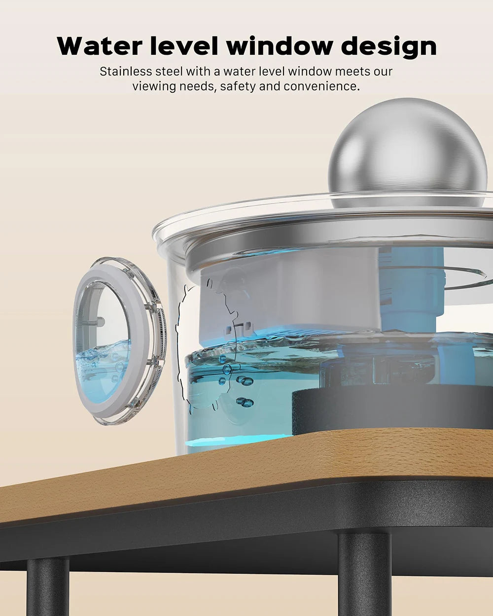 ZYFeeder 4L Cat Drinking Fountain Stainless Steel Pet Water Feeder with Window Silent Automatic Cat Dog Water Feeder Not Plug