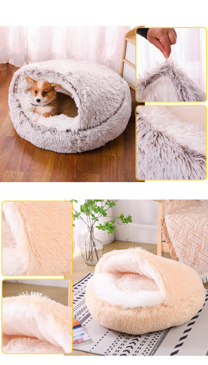 Round Dog Bed Winter Warm Cat Bed Plush Basket for Dog Washable Pet Bed for Small Medium Large Dog Sofa Cat