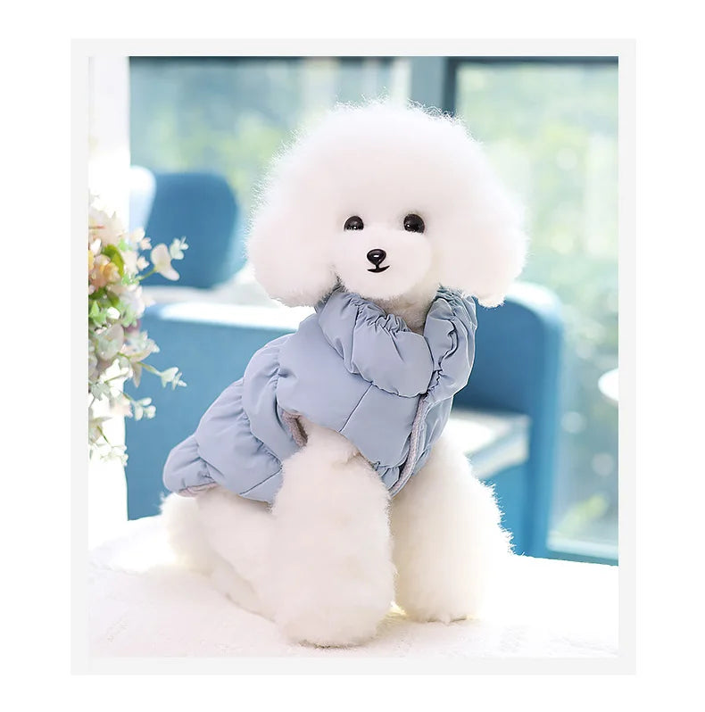 Pet Dog Warm Coat Jacket with Leash Buckle Cat Winter PU Clothing Down Coat for Dog Puppy Dog Apparel PU Jacket Pet Product