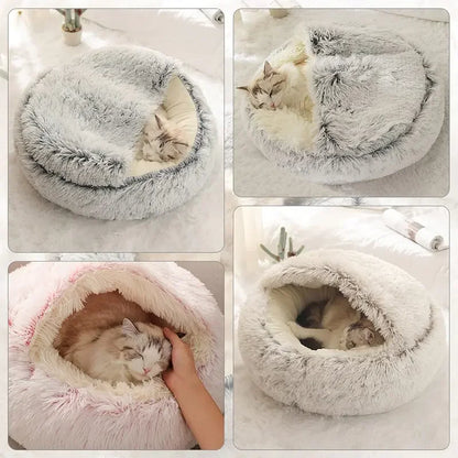 Cat Dog  Bed Pet Mattress Sleeping Warm Soft Plush Pet Bed with Cover Round  Nest Cave for Small Dogs kitten
