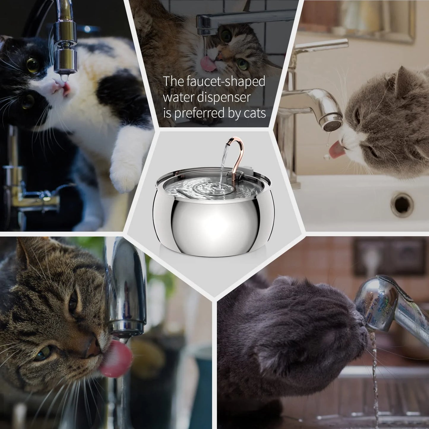 ZYFeeder 4L Cat Drinking Fountain Stainless Steel Pet Water Feeder with Window Silent Automatic Cat Dog Water Feeder Not Plug