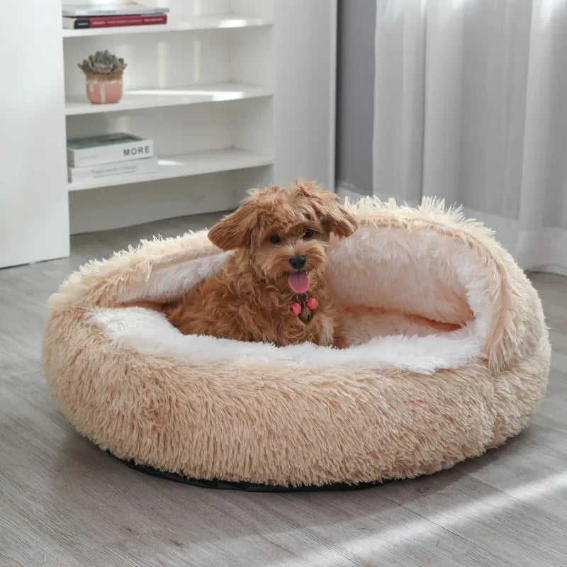 Round Dog Bed Winter Warm Cat Bed Plush Basket for Dog Washable Pet Bed for Small Medium Large Dog Sofa Cat