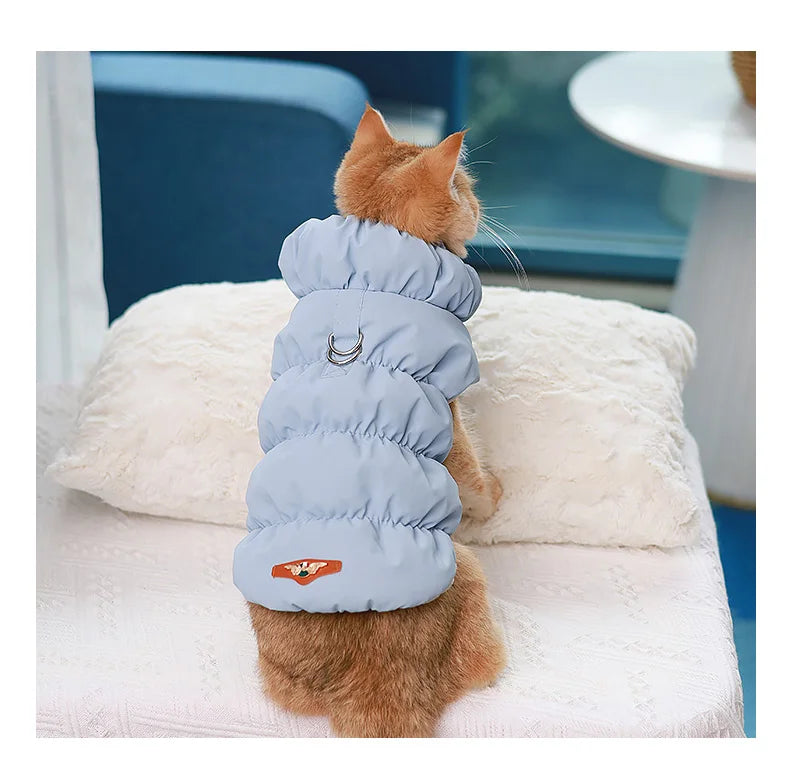 Pet Dog Warm Coat Jacket with Leash Buckle Cat Winter PU Clothing Down Coat for Dog Puppy Dog Apparel PU Jacket Pet Product