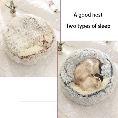 Cat Dog  Bed Pet Mattress Sleeping Warm Soft Plush Pet Bed with Cover Round  Nest Cave for Small Dogs kitten